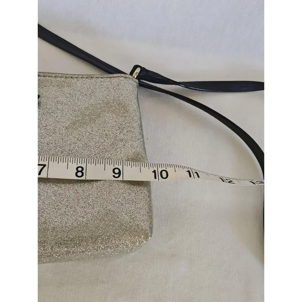 Kate Spade‎ Shoulder Bag Champagne Gold Ribbon PVC Silver Leather strap